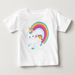T-shirt Pour Bébé Unicorne avec arc-en-ciel