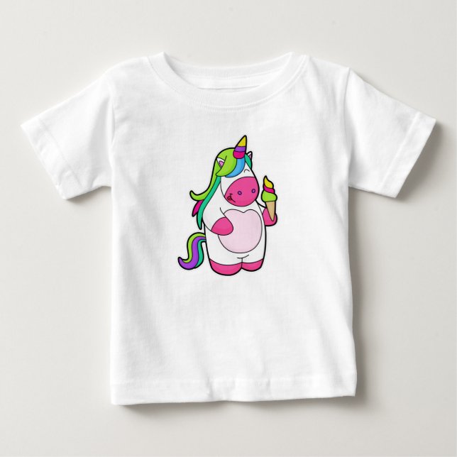 T-shirt Pour Bébé Unicorne avec gaufre Glace (Devant)
