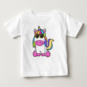 T-shirt Pour Bébé Unicorne avec lunettes de soleil
