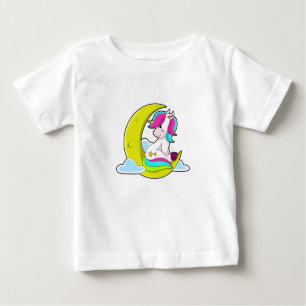 T-shirt Pour Bébé Unicorne avec nuages et lune