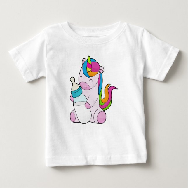 T-shirt Pour Bébé Unicorne Bouteille de lait (Devant)