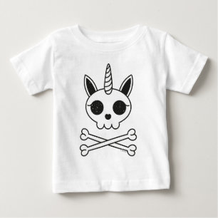 T-shirt Pour Bébé Unicorne crâne et os croisés