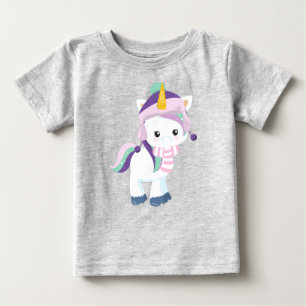 T-shirt Pour Bébé Unicorne d'hiver, Cute Unicorn, Magic Unicorn, Cas