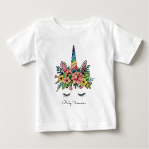 T-shirt Pour Bébé Unicorne Lashes Avec Rainbow Horn