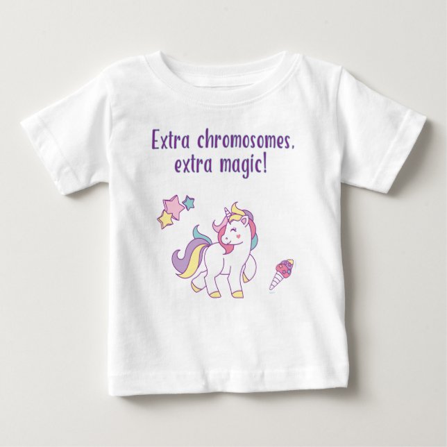T-shirt Pour Bébé Unicorne magique Chromosome extra (Devant)