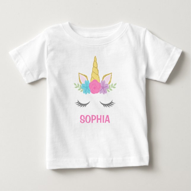 T-shirt Pour Bébé Unicorne magique personnalisée (Devant)