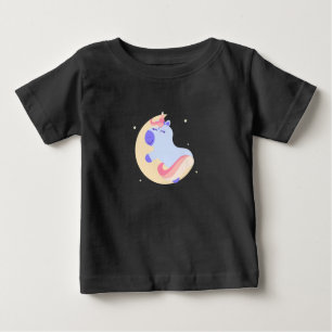 T-shirt Pour Bébé Unicorne magique sur la Lune - Personnalisée Baby 