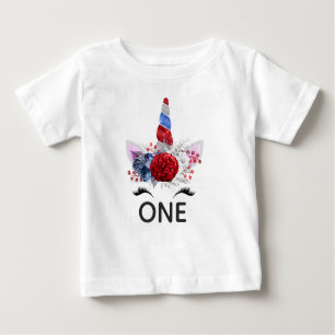 T-shirt Pour Bébé Unicorne patriotique rouge, blanc et bleu