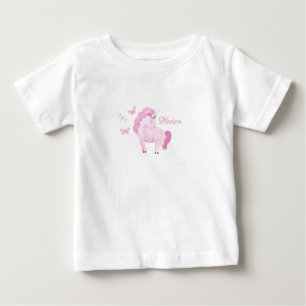 T-shirt Pour Bébé Unicorne rose Papillons personnalisés Nom Fille