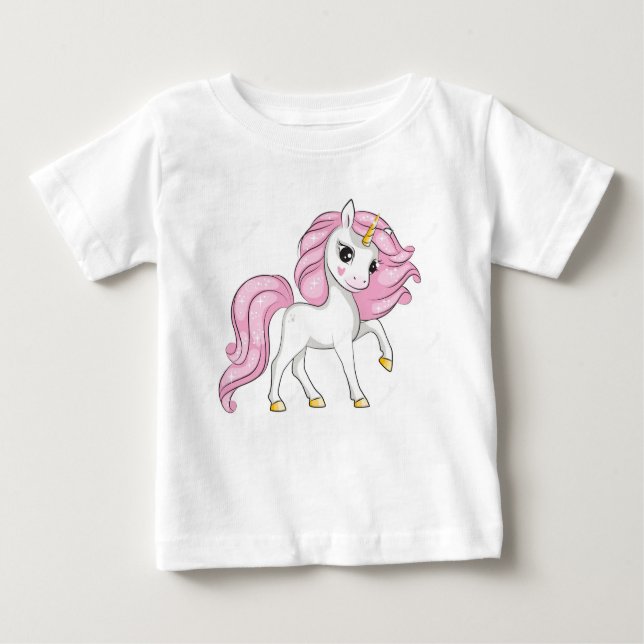 T-shirt Pour Bébé Unicornes roses mignonnes (Devant)