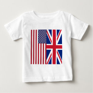 T-shirt Pour Bébé Union Jack et drapeaux des Etats-Unis d'Amérique