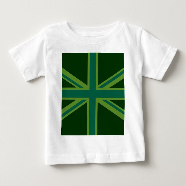 T-shirt Pour Bébé Union Jack verte de forêt en gras (Devant)