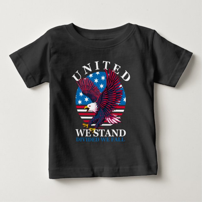 T-shirt Pour Bébé United We Stand - Eagle et American Flag (Devant)