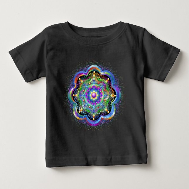 T-shirt Pour Bébé Univers Mandala Psychédélique  (Devant)