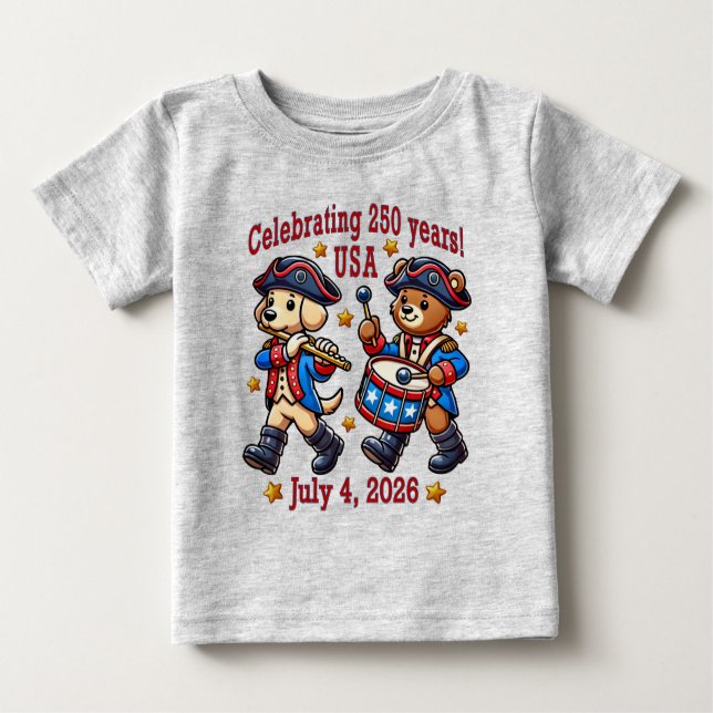 T-shirt Pour Bébé USA 250th Anniversary Souvenir - Patriotique (Devant)