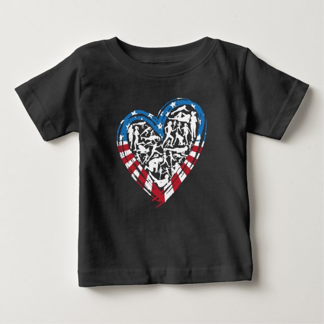 T-shirt Pour Bébé USA Flag American Runner - Runt Heart (Devant)