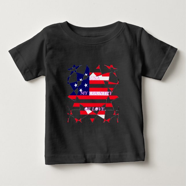 T-shirt Pour Bébé USA Star Spangled Love My Country of Love (Devant)