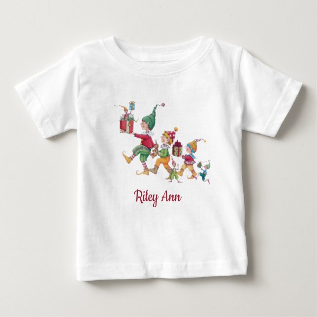 T-shirt Pour Bébé Vacances de Noël personnalisées Blanc (Devant)
