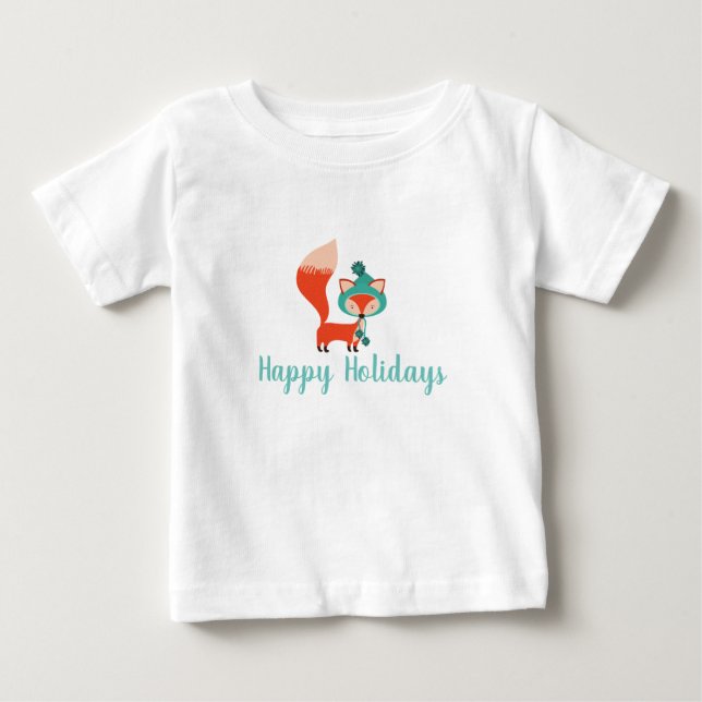 T-shirt Pour Bébé Vacances hiver Fox personnalisable moderne (Devant)