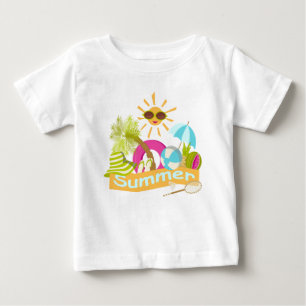T-shirt Pour Bébé Vacances plage d'été soleil souriant en lunettes d
