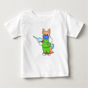 T-shirt Pour Bébé Vaccination au chat avec seringue