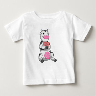 T-shirt Pour Bébé Vache au Poker avec cartes de Poker