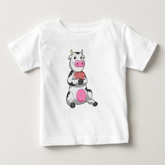 T-shirt Pour Bébé Vache au Poker avec cartes de Poker (Devant)