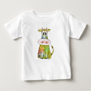 T-shirt Pour Bébé Vache blanche couleur blanc mignon