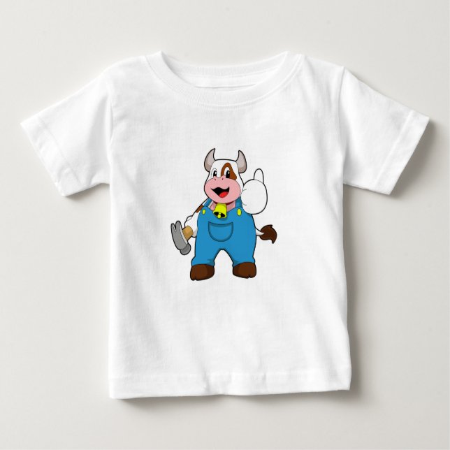 T-shirt Pour Bébé Vache comme artisan avec marteau (Devant)
