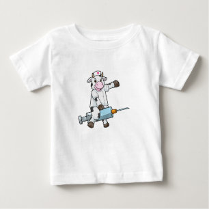 T-shirt Pour Bébé Vache comme infirmière avec coeur et seringue