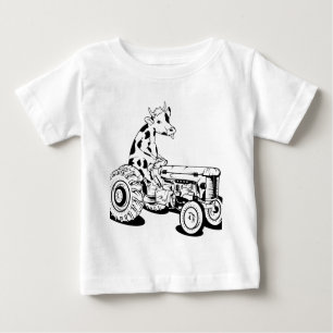 T-shirt Pour Bébé Vache conduisant un tracteur