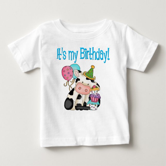T-shirt Pour Bébé Vache d'anniversaire (Devant)