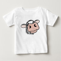 vache de dessin animé noir blanc rose baiser gris