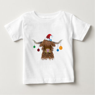 T-shirt Pour Bébé Vache de Noël