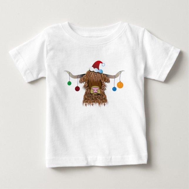 T-shirt Pour Bébé Vache de Noël (Devant)
