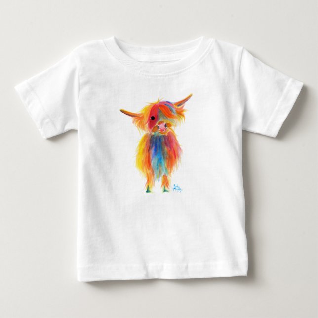 T-shirt Pour Bébé Vache écossaise Highland ' ANGEL ' par Shirley Mac (Devant)