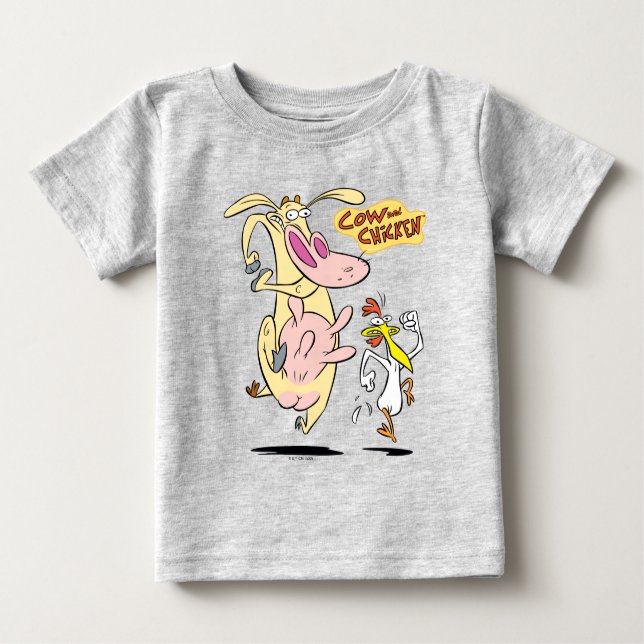 T-shirt Pour Bébé Vache et poulet à courir graphique (Devant)