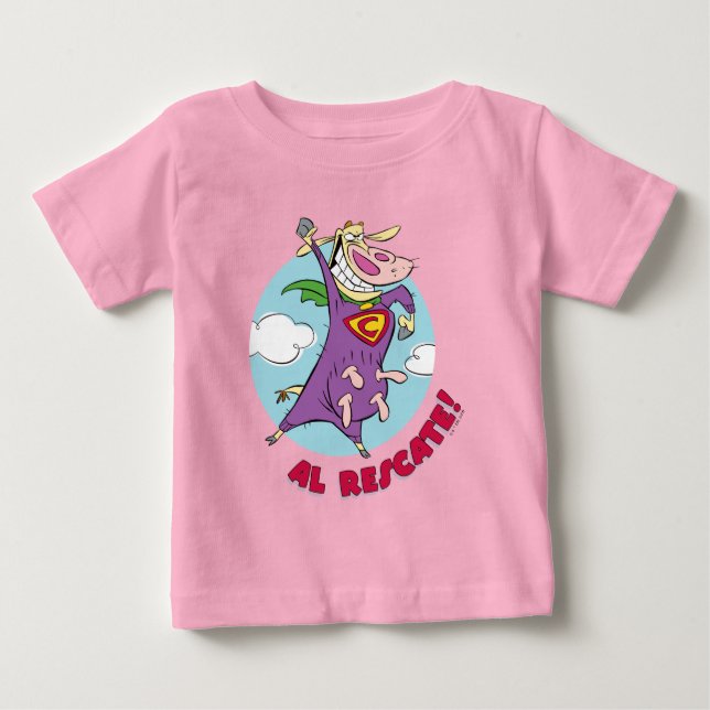 T-shirt Pour Bébé Vache et poulet Super Vache Al Rescate! (Devant)