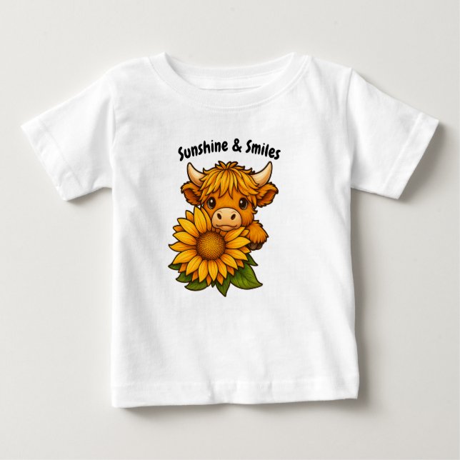 T-shirt Pour Bébé Vache et tournesol (Devant)