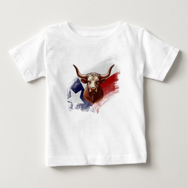 T-shirt Pour Bébé Vache longhorne du Texas (Devant)