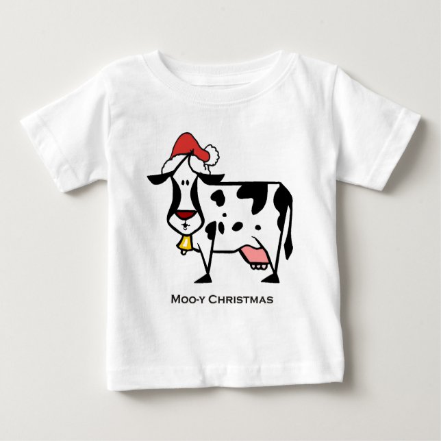 T-shirt Pour Bébé Vache mignonne à Noël (Devant)