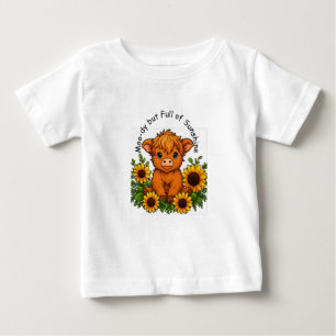 T-shirt Pour Bébé Vache mignonne aux tournesols