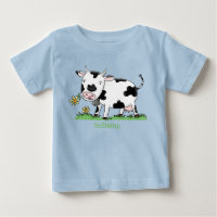Vache mignonne en vert dessin animé sur le terrain