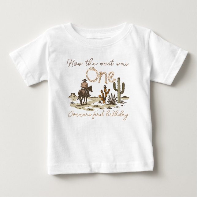 T-shirt Pour Bébé Vachette Marron Rustique Cow-Boy Comment l'Ouest É (Devant)