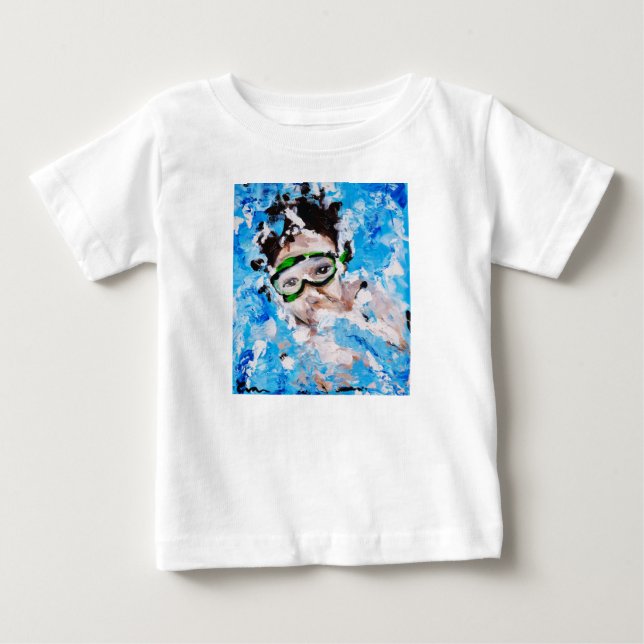 T-shirt Pour Bébé Vague petit loup (Devant)