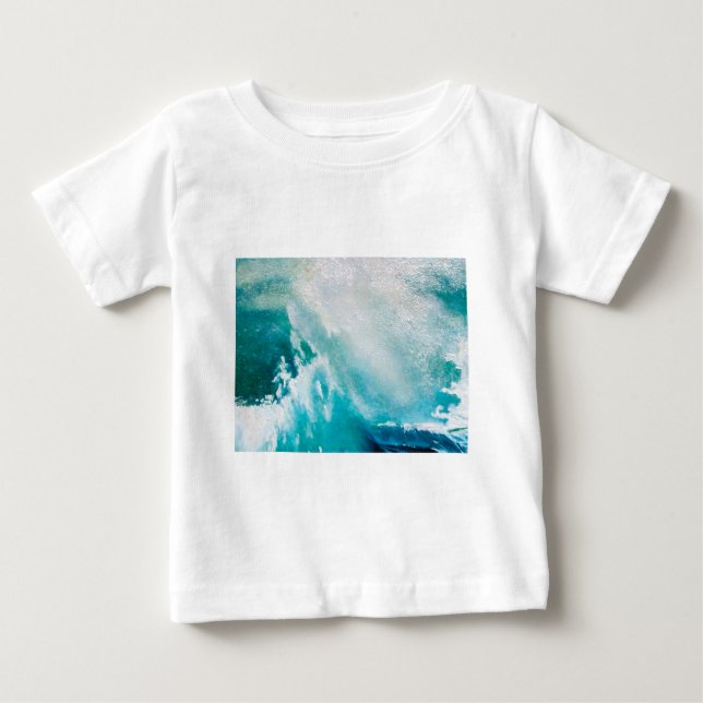T-SHIRT POUR BÉBÉ VAGUES DE MER BLANCHE BLEU DANS LA TEMPÊTE (Devant)