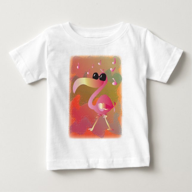 T-shirt Pour Bébé vagues d'été-flamingo (Devant)