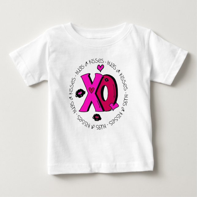 T-shirt Pour Bébé Valentine Hugs et baisers (Devant)