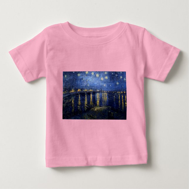 T-shirt Pour Bébé Van Gogh Nuit étoilée sur Rhône (Devant)