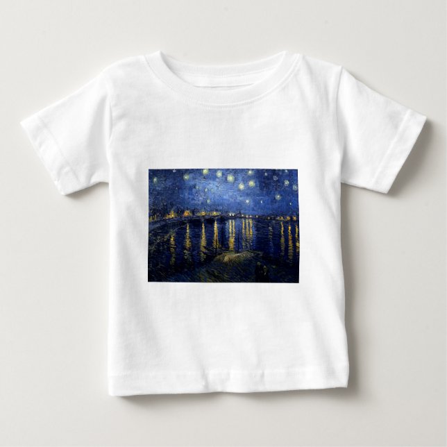 T-shirt Pour Bébé Van Gogh Nuit étoilée sur Rhône (Devant)